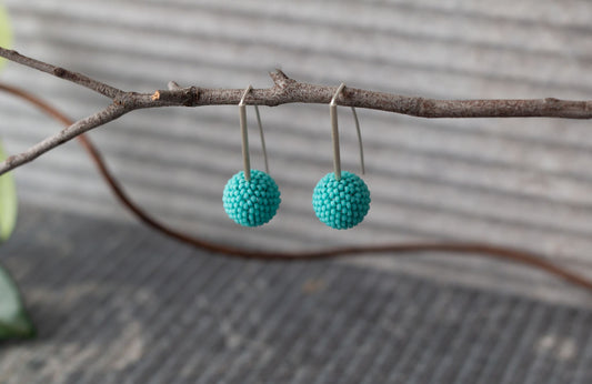 Shorties: Contemporary Sterling Silver & Glass Earrings | Turquoise