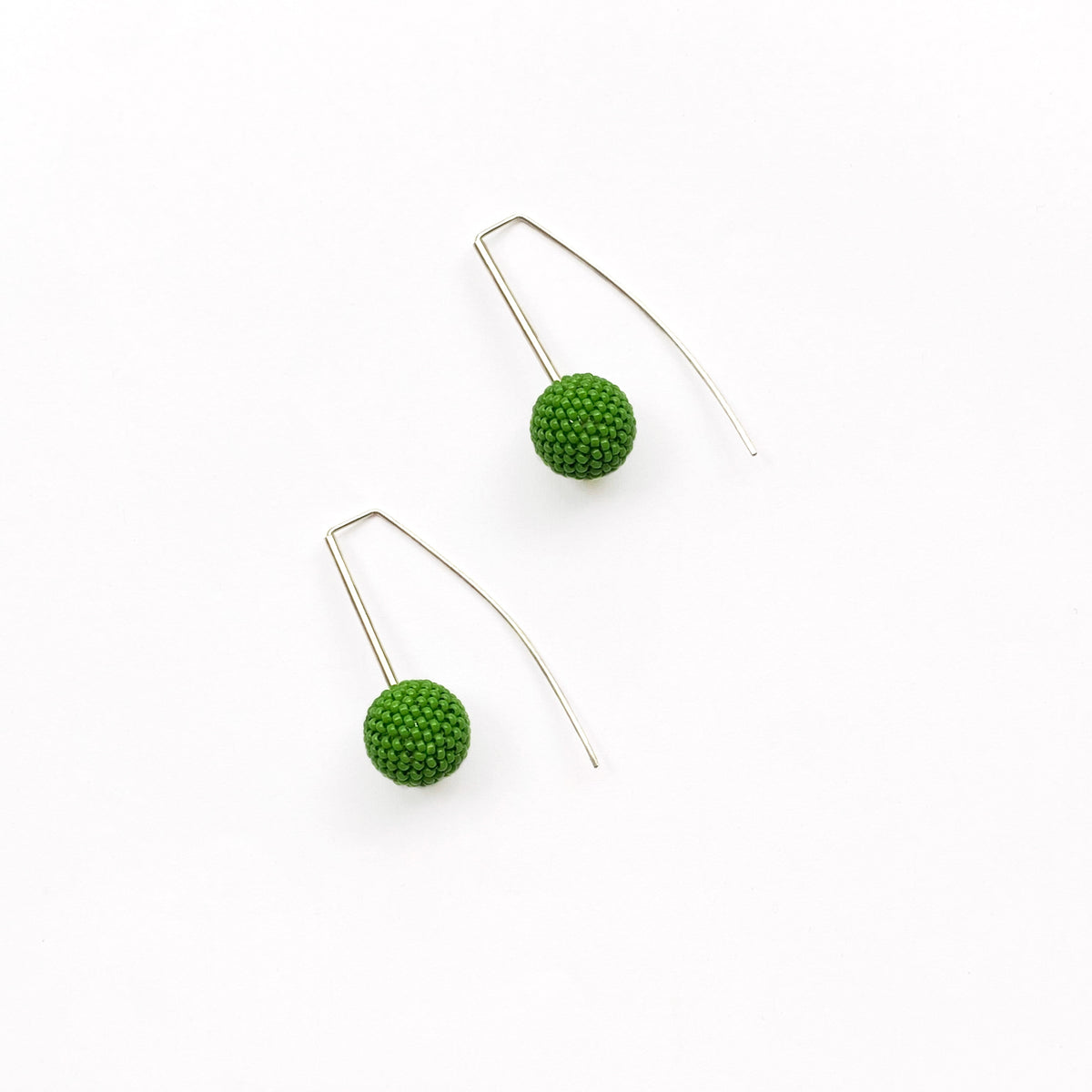 Shorties: Contemporary Sterling Silver & Glass Earrings | Green