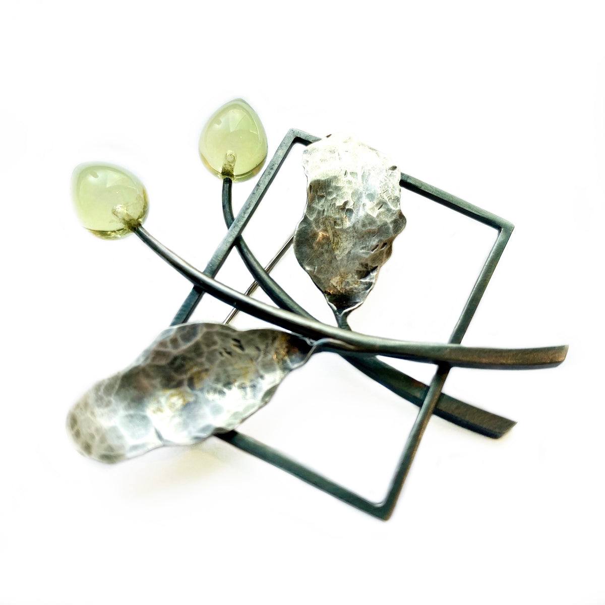 Framed Lemon Quartz Bud Brooch