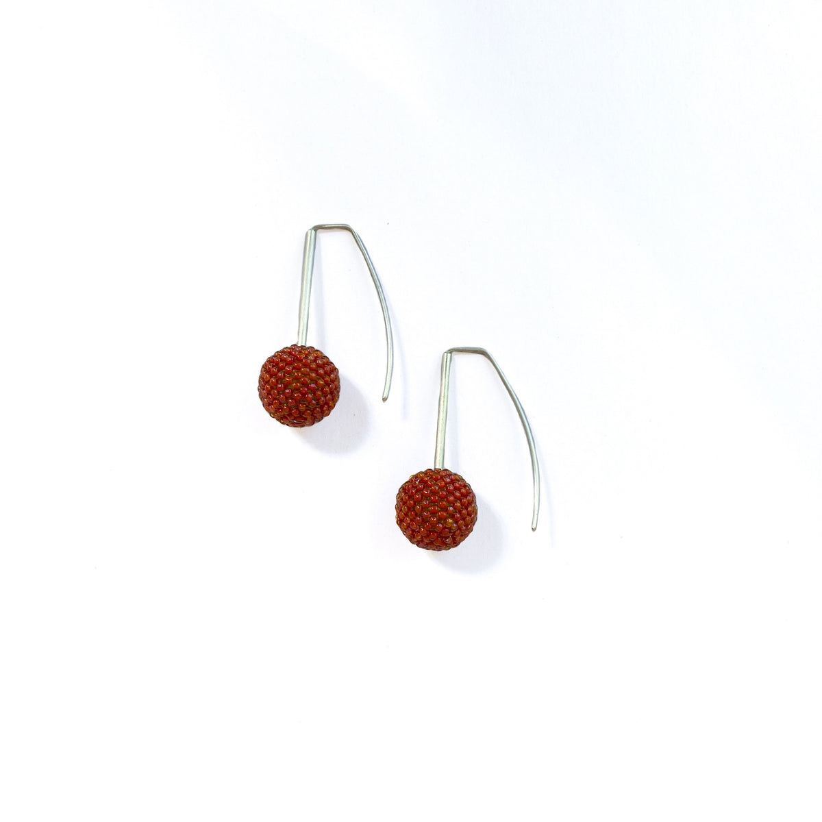 Shorties: Contemporary Sterling Silver & Glass Earrings | Orange