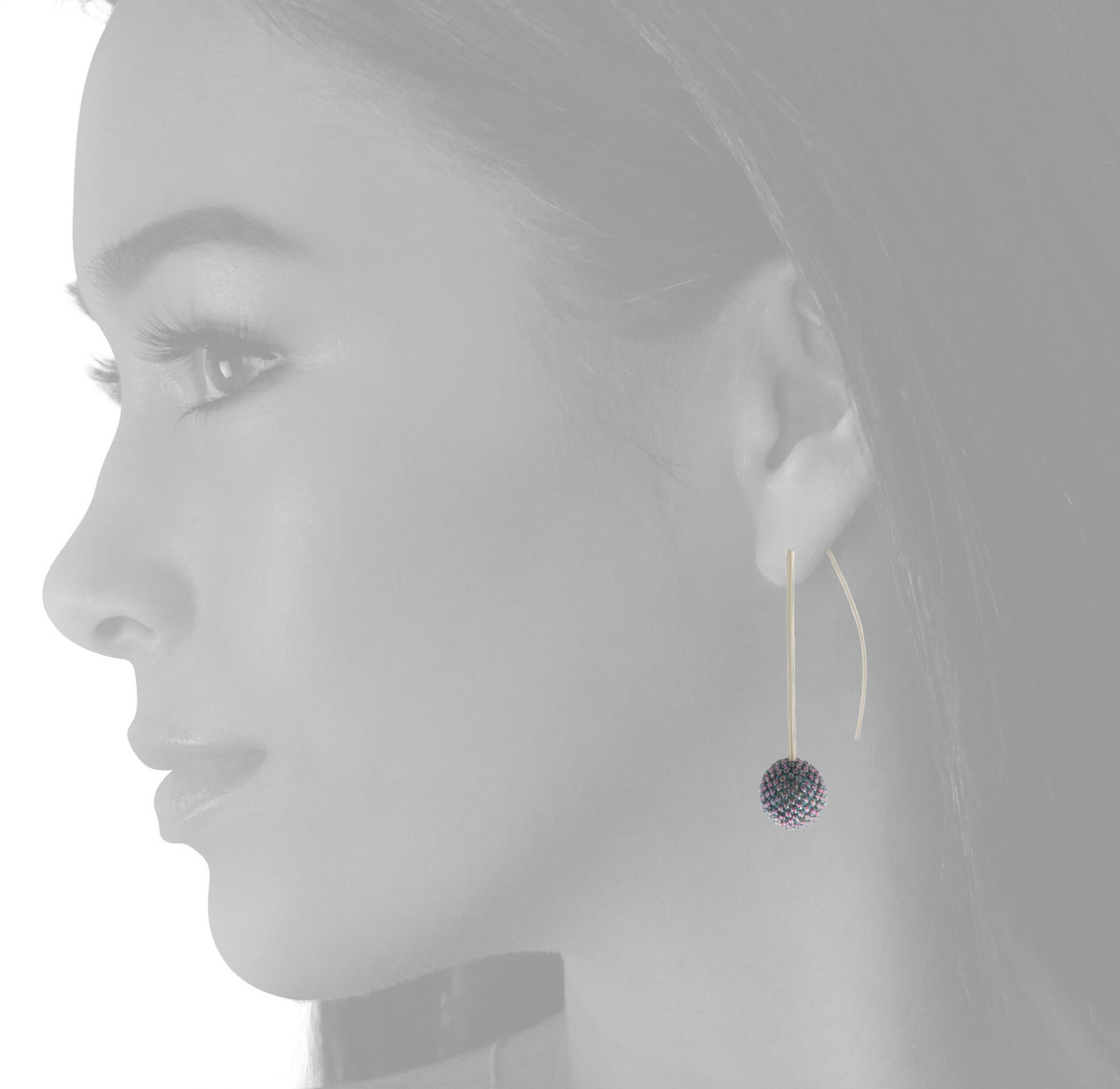 Lanky: Sterling Silver & Beaded Ball Earrings | Violet