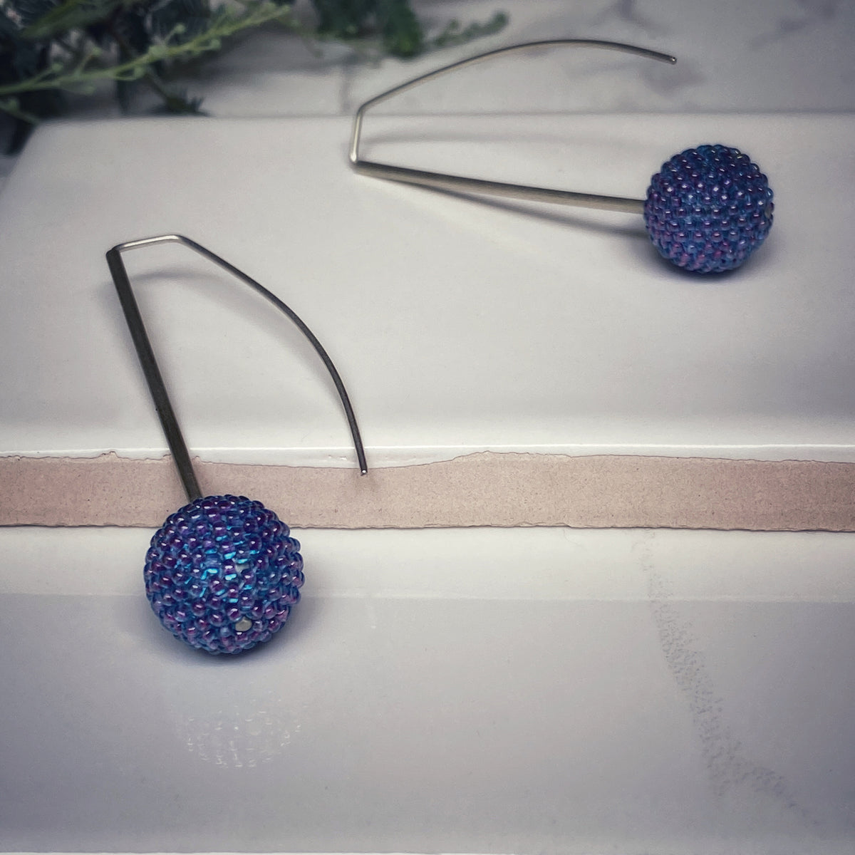 Lanky: Sterling Silver & Beaded Ball Earrings | Violet