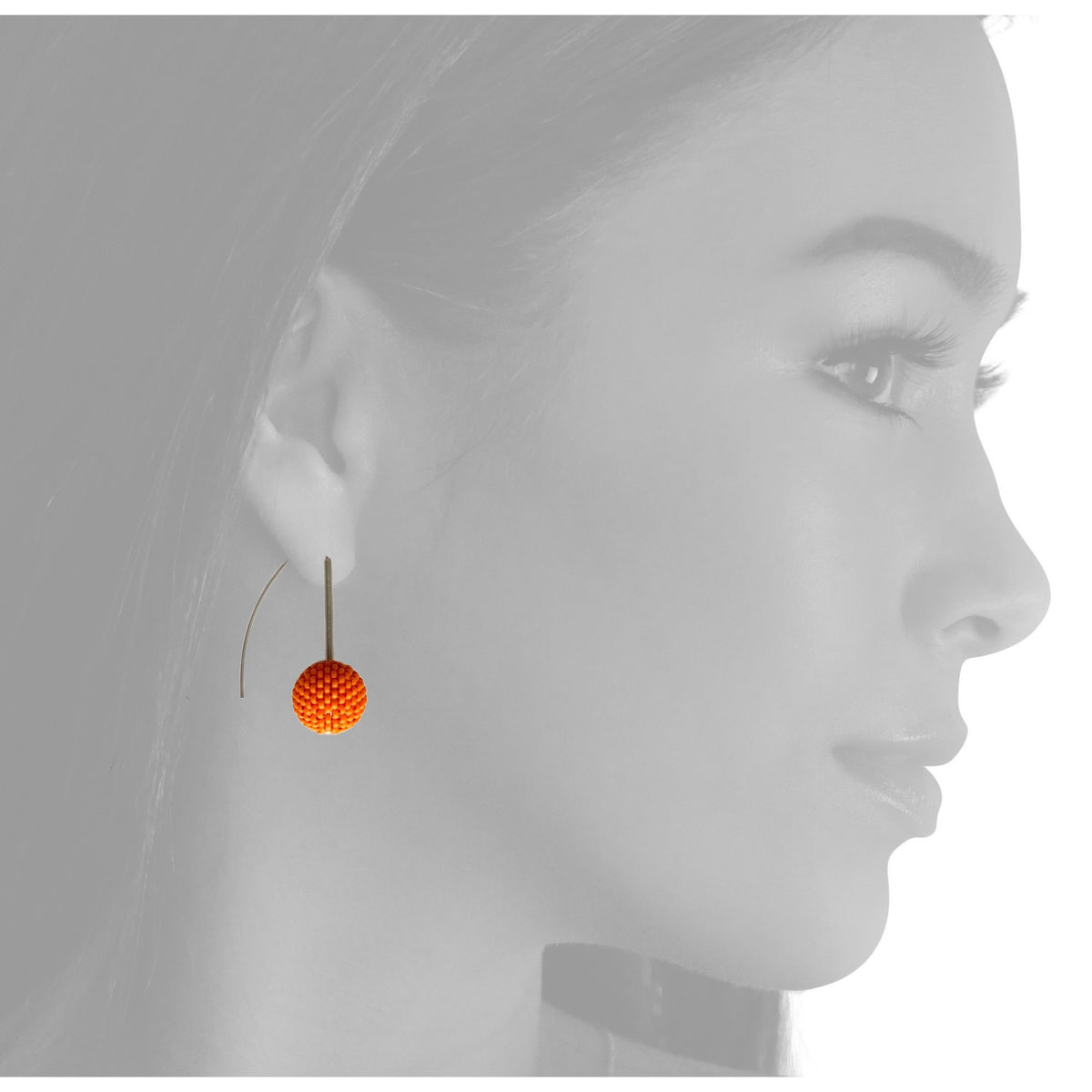 Shorties: Contemporary Sterling Silver & Glass Earrings | Vivid Orange