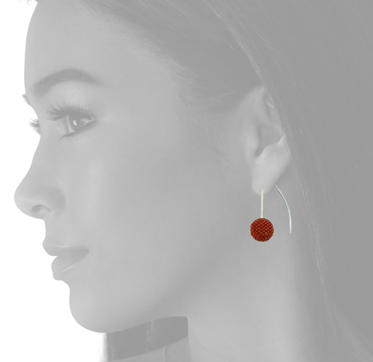 Shorties: Contemporary Sterling Silver & Glass Earrings | Orange