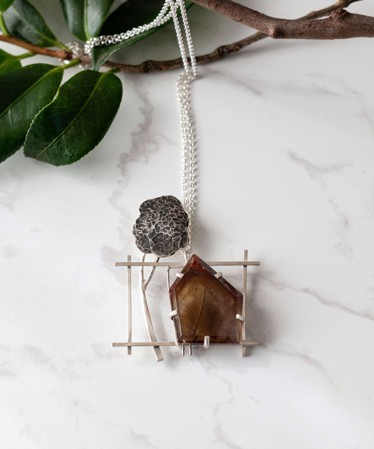 Crooked House with the Big Tree in the Backyard Convertible Pendant/Brooch