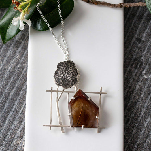 Crooked House with the Big Tree in the Backyard Convertible Pendant/Brooch