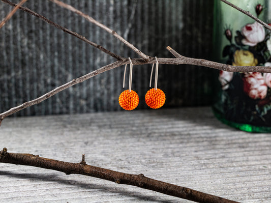 Shorties: Contemporary Sterling Silver & Glass Earrings | Vivid Orange