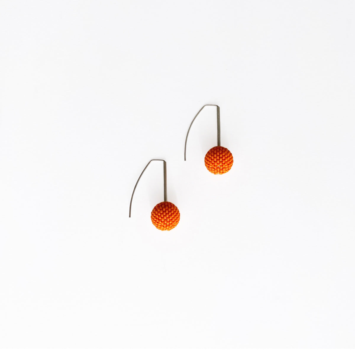 Shorties: Contemporary Sterling Silver & Glass Earrings | Vivid Orange