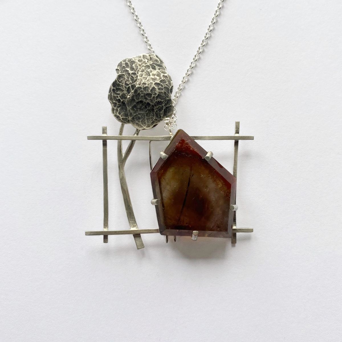 Crooked House with the Big Tree in the Backyard Convertible Pendant/Brooch