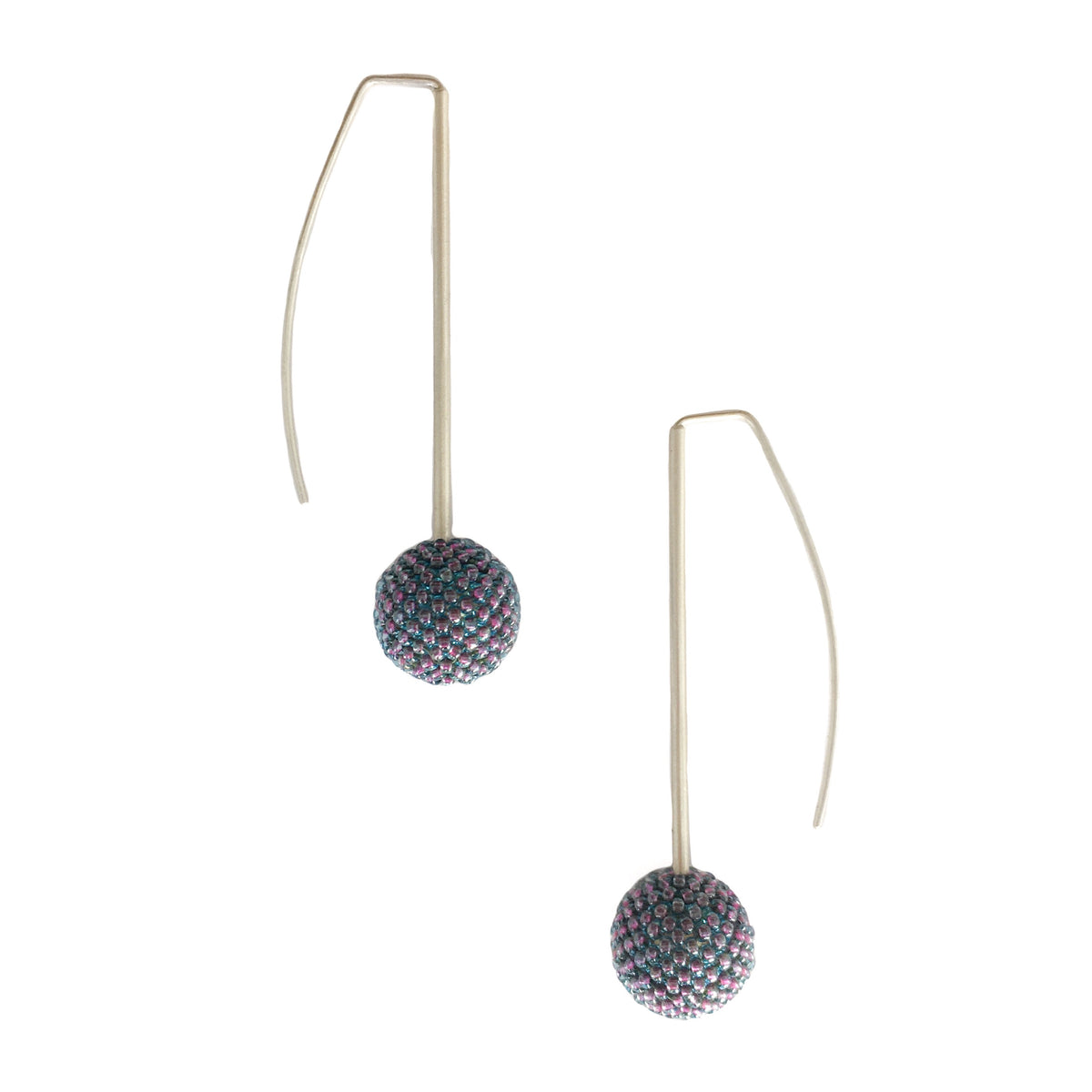 Lanky: Sterling Silver & Beaded Ball Earrings | Violet